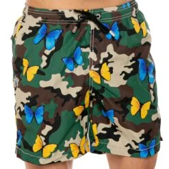 Light Fabric Man Swim Shorts Butterfly And Camouflage Print -MC2 Saint Barth Shop swimshort butterfly man