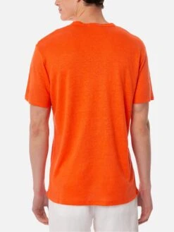 MC2 Saint Barth Man Orange Linen Jersey T-shirt -MC2 Saint Barth Shop t shirt linen orange 2