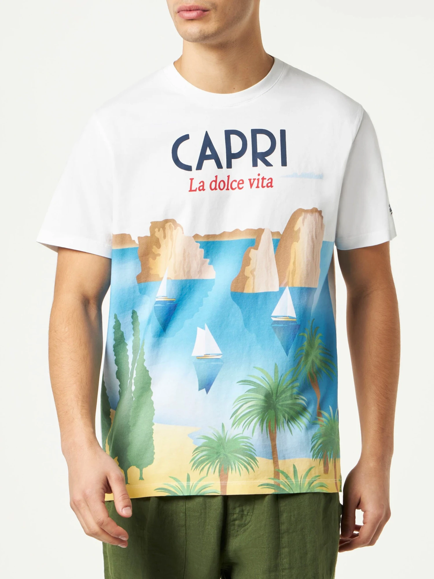 MC2 Saint Barth Man Cotton T-shirt With Capri Postcard Print 3 MC2 Saint Barth Man Cotton T-shirt With Capri Postcard Print