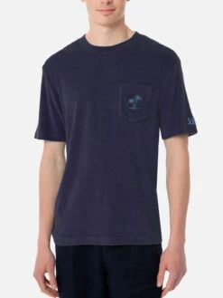 MC2 Saint Barth Man Blue Navy Terry T-shirt With Pocket -MC2 Saint Barth Shop t shirt sponge man blue 1
