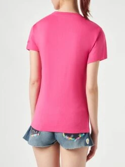 MC2 Saint Barth Woman Fucsia Cotton T-shirt With Embroidery -MC2 Saint Barth Shop t shirt woman cotton pink 2