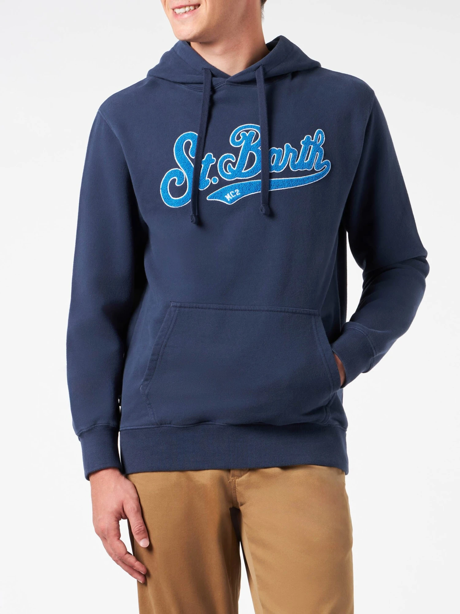 MC2 Saint Barth Man Blue Hoodie With St. Barth Terry Patch 3 MC2 Saint Barth Man Blue Hoodie With St. Barth Terry Patch