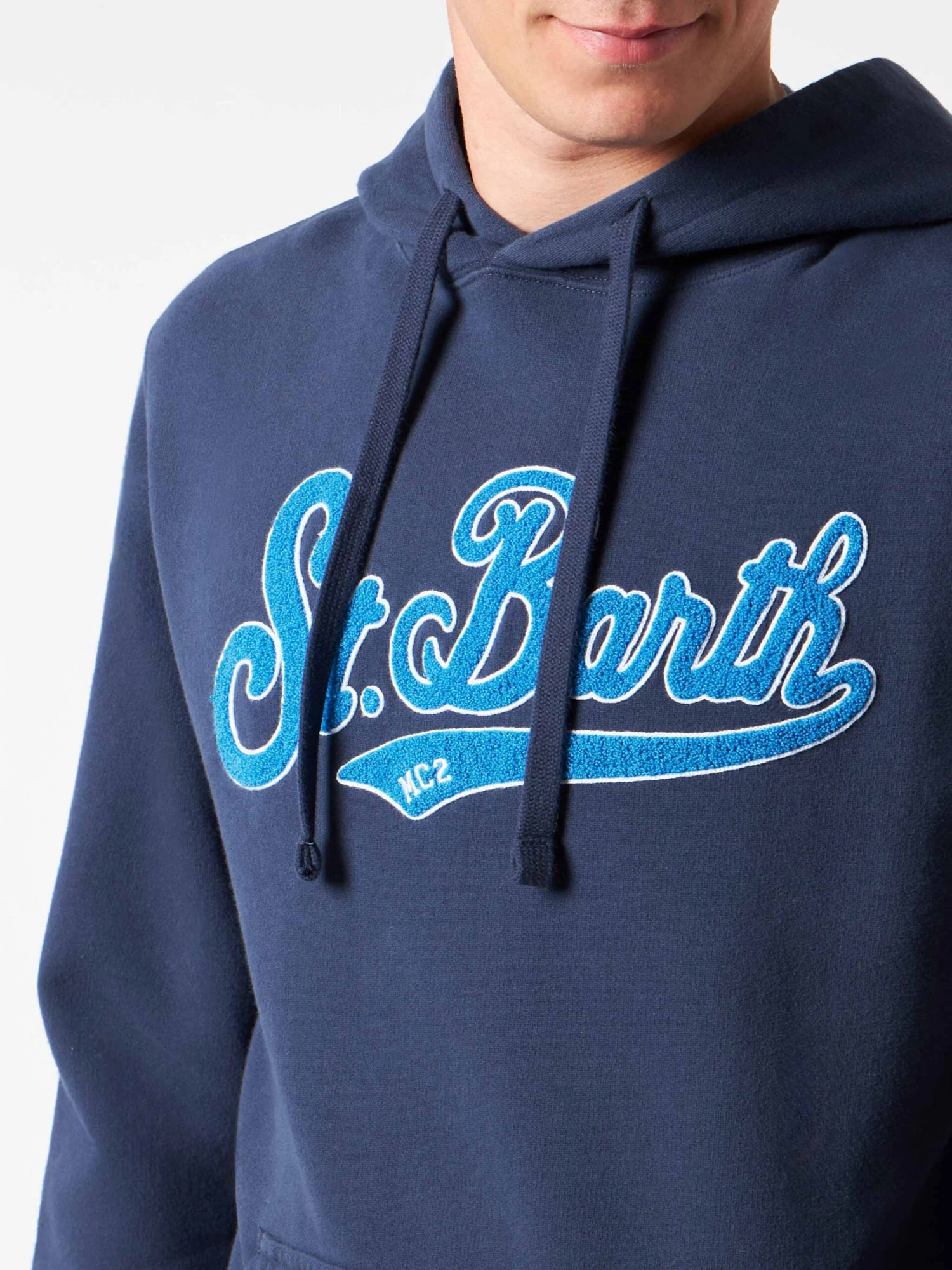 MC2 Saint Barth Man Blue Hoodie With St. Barth Terry Patch 5 MC2 Saint Barth Man Blue Hoodie With St. Barth Terry Patch - Image 3