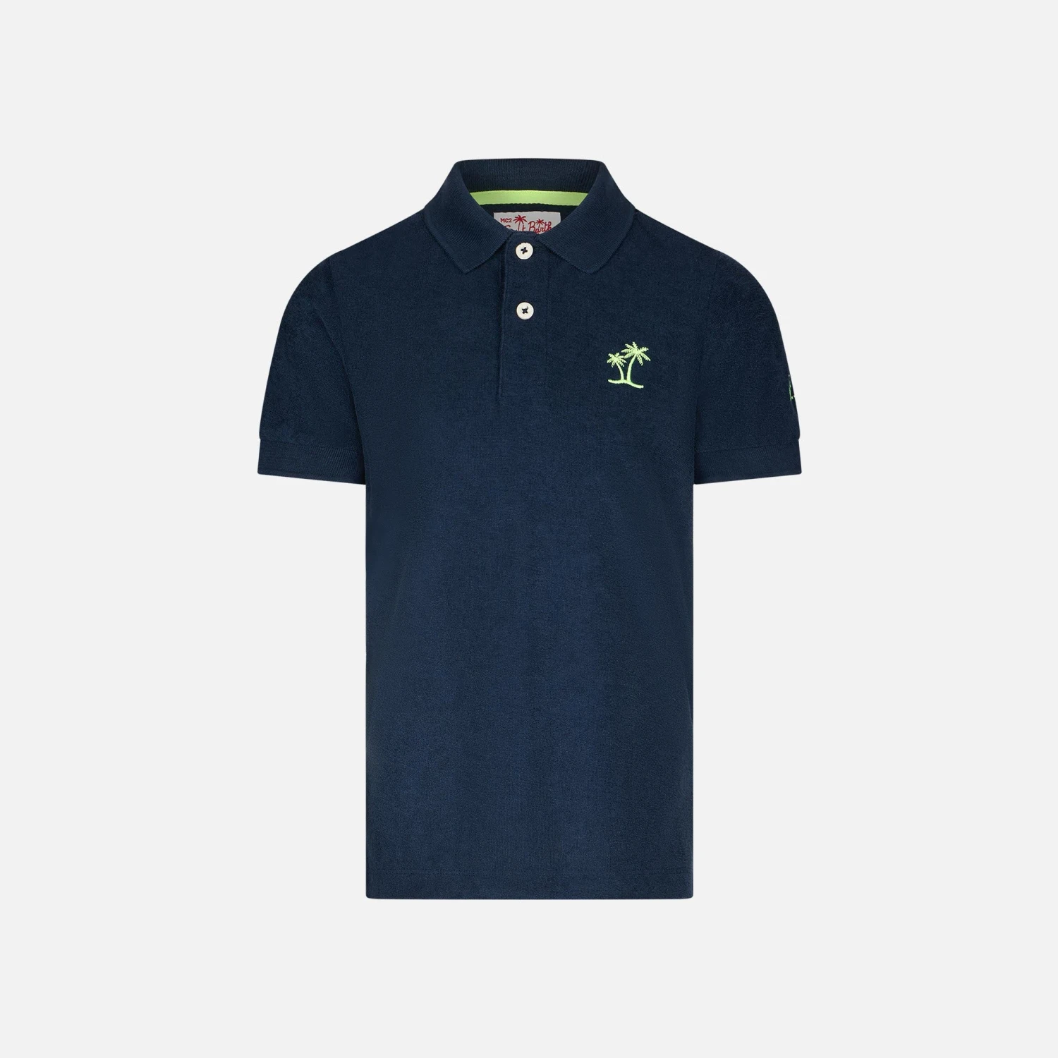MC2 Saint Barth Boy Blue Terry Polo With Palm Embroidery 3 MC2 Saint Barth Boy Blue Terry Polo With Palm Embroidery