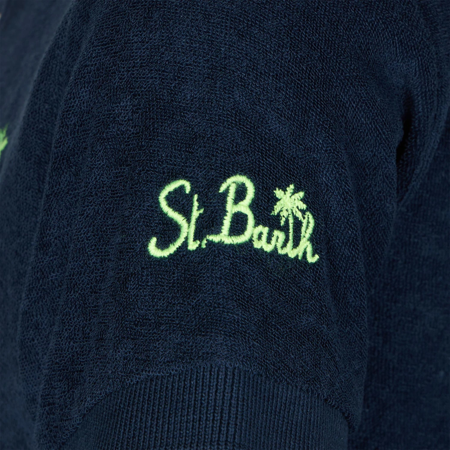 MC2 Saint Barth Boy Blue Terry Polo With Palm Embroidery 5 MC2 Saint Barth Boy Blue Terry Polo With Palm Embroidery - Image 3