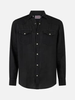 MC2 Saint Barth Man Black Linen Shirt -MC2 Saint Barth Shop texan shirt linen man 4 f761fc91 ace8 49b5 ac9d 3544d9a146fc