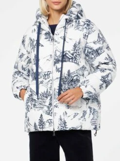 MC2 Saint Barth Woman Hooded Down Padded Jacket With Toile De Jouy Print