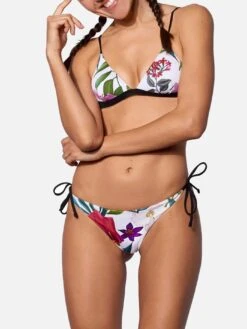 Woman Triangle Bikini With Tropical Flower Print