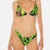Tropical Leaves Print Bikini With Triangle Top
