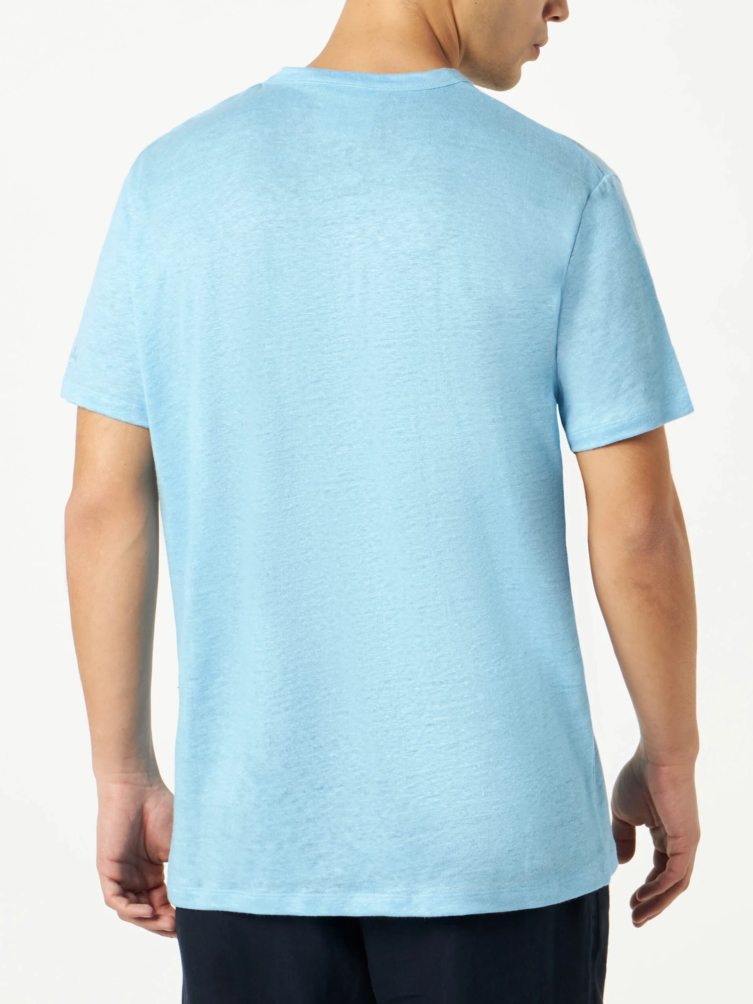 MC2 Saint Barth Man Light Blue Linen Jersey T-shirt 5 MC2 Saint Barth Man Light Blue Linen Jersey T-shirt - Image 3
