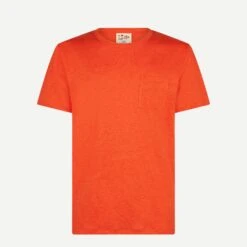 MC2 Saint Barth Man Orange Linen Jersey T-shirt -MC2 Saint Barth Shop tshirt linen man orange 1