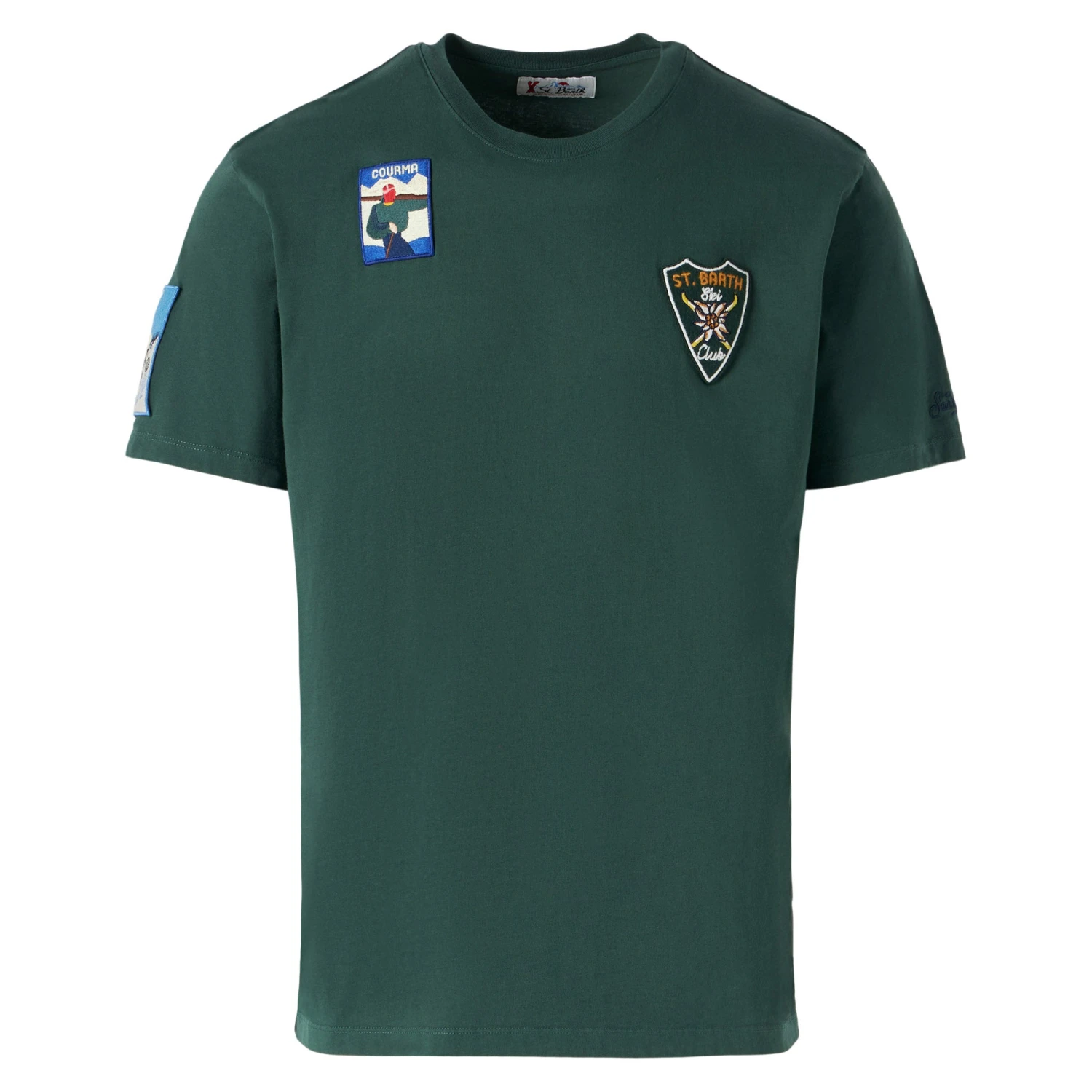 MC2 Saint Barth Man Forest Green T-shirt With Patches 6 MC2 Saint Barth Man Forest Green T-shirt With Patches - Image 4