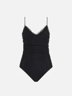 Black One Piece Swimsuit Francoise With Tulle