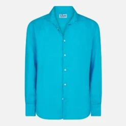 MC2 Saint Barth Man Turquoise Linen Pamplona Shirt -MC2 Saint Barth Shop turquoise linen shirt 4