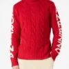 MC2 Saint Barth Man Turtleneck Braided Sweater With Cortina Ampezzo Print -MC2 Saint Barth Shop turtleneck man red cortina 1
