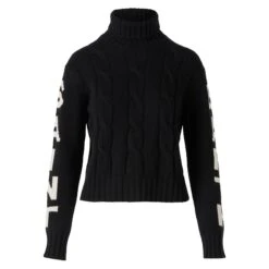 MC2 Saint Barth Woman Black Turtleneck Braided Sweater -MC2 Saint Barth Shop turtleneck sweater woman black 4