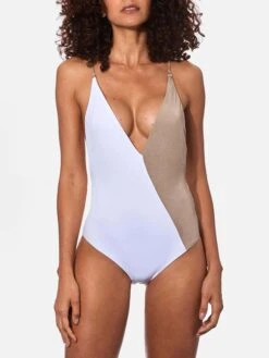 V Neck One Piece Swimsuit