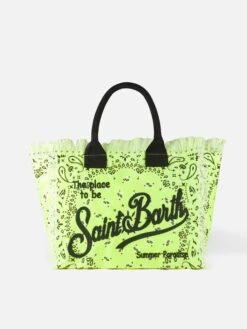 MC2 Saint Barth Vanity Canvas Shoulder Bag With Fluo Yellow Bandanna Print