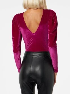 Fucsia Velvet Bodywear / One Piece Swimsuit -MC2 Saint Barth Shop velvet boysuit fuchsia woman 2
