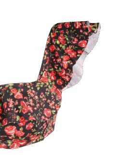 Flower Print Ruffled Bandeau Bikini -MC2 Saint Barth Shop violette yali roses soft dettaglio 1copia