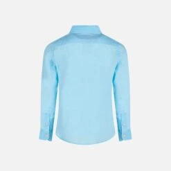 MC2 Saint Barth Water Color Light Blue Kid Linen Shirt Agnes -MC2 Saint Barth Shop watercolor light blue linen shirt boy 2