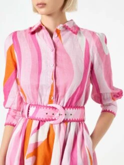 MC2 Saint Barth Shape Wave Print Linen Short Dress Daisi -MC2 Saint Barth Shop wave print short dress 3