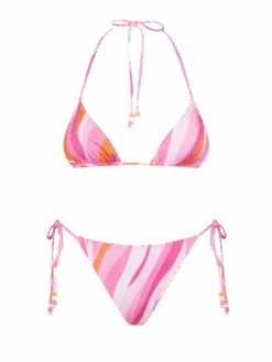 MC2 Saint Barth Woman Triangle Bikini With Shape Wave Print And Charms