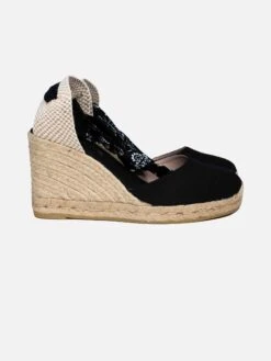 Black Print Canvas Espadrillas With Hight Wedge And Ankle Lace -MC2 Saint Barth Shop wedges espadrille canvas jute 6bad67ed 26ee 4e4b 8b4c 8107f7eff150