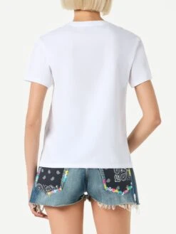 MC2 Saint Barth Woman Cotton T-shirt With The Bride (maybe) Rhinestone Embroidery -MC2 Saint Barth Shop white t shirt bride maybe rhinestones embroidery 2