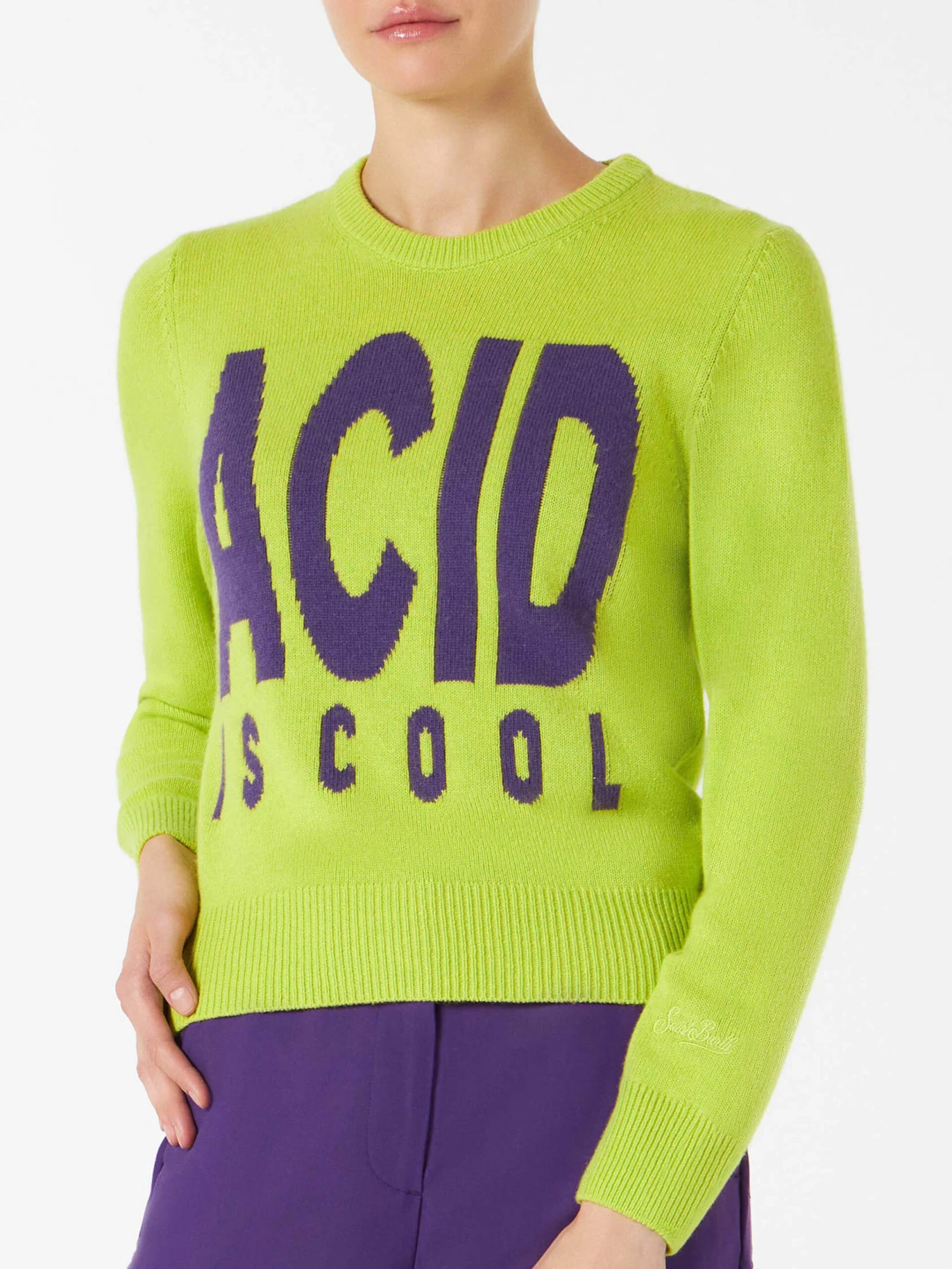 Woman Acid Green Sweater "Acid Is Cool" 3 Woman Acid Green Sweater "Acid Is Cool"