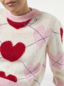 MC2 Saint Barth Woman Brushed Striped Sweater With Heart Pattern 7 MC2 Saint Barth Woman Brushed Striped Sweater With Heart Pattern -MC2 Saint Barth Shop woman argyle hearts sweater 3