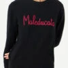 Woman Black Sweater Maleducata Lurex Embroidery -MC2 Saint Barth Shop woman black sweater maleducata lurex embroidery