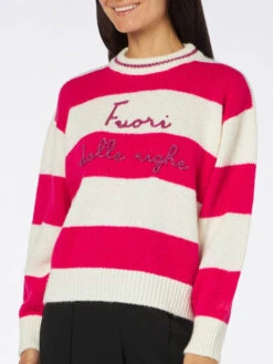 MC2 Saint Barth Woman Boxy Shape Soft Sweater With Fuori Dalle Righeembroidery