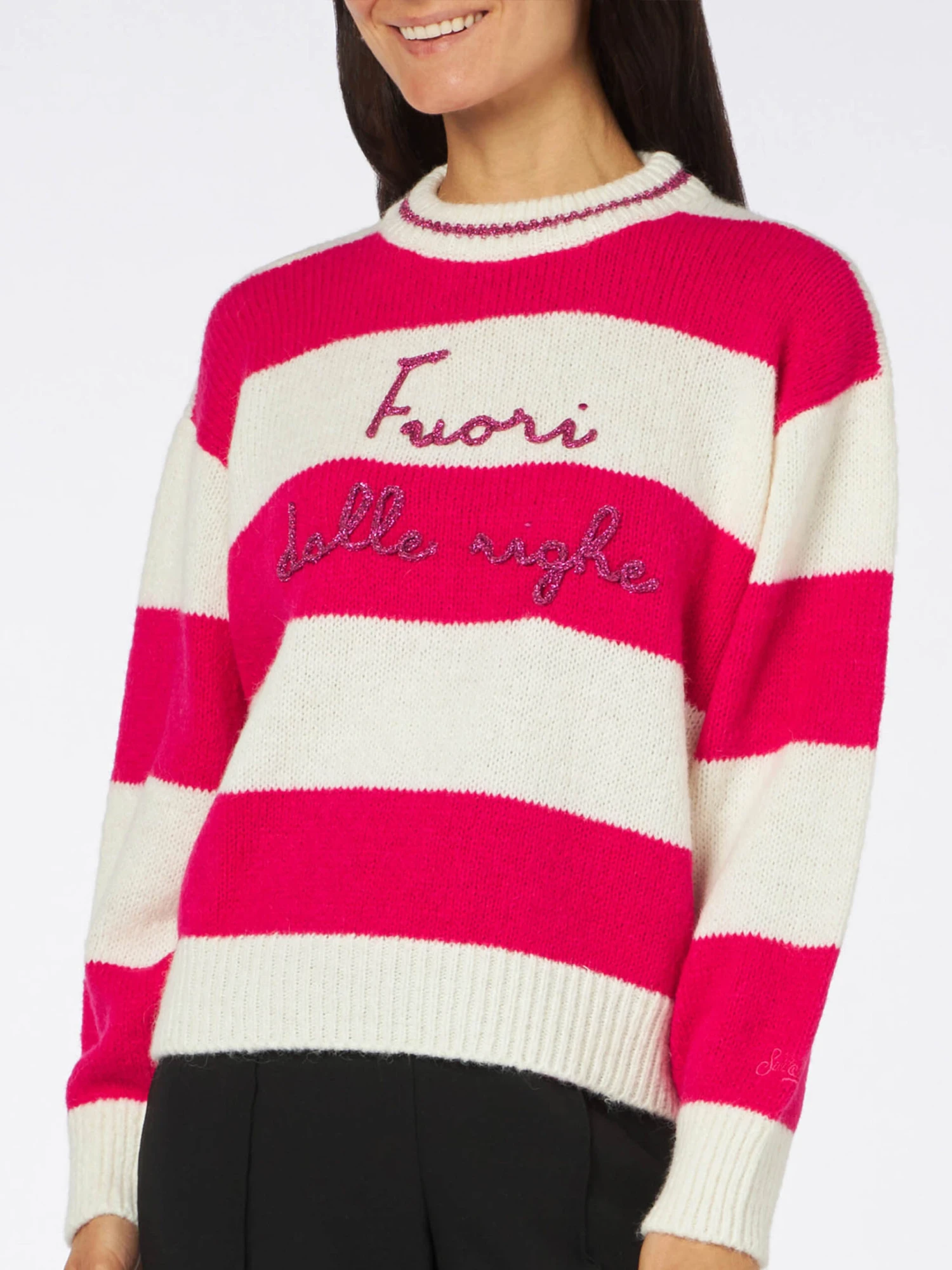 MC2 Saint Barth Woman Boxy Shape Soft Sweater With Fuori Dalle Righeembroidery 3 MC2 Saint Barth Woman Boxy Shape Soft Sweater With Fuori Dalle Righeembroidery