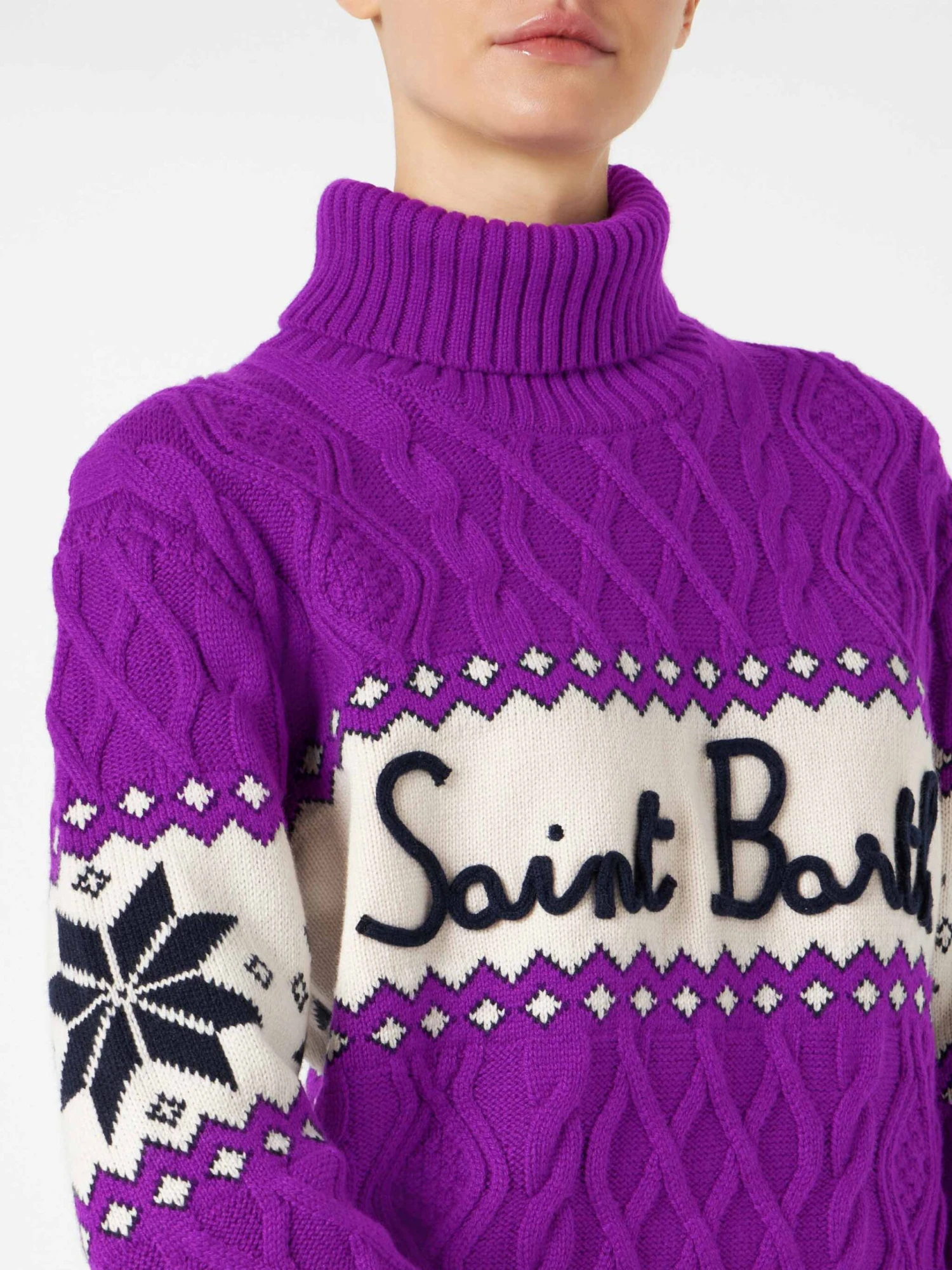 MC2 Saint Barth Woman Half-turtleneck Sweater With Saint Barth Lettering 5 MC2 Saint Barth Woman Half-turtleneck Sweater With Saint Barth Lettering - Image 3