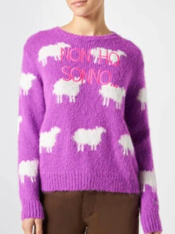 MC2 Saint Barth Woman Brushed Sweater With Sheeps And Non Ho Sonno Embroidery