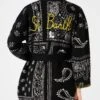 Woman Bandanna Coat With Belt And St. Barth Embroidery -MC2 Saint Barth Shop woman cardigan belt bandanna 2
