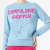 MC2 Saint Barth Woman Crewneck Light Blue Sweater With Compulsive Shopper Jacquard
