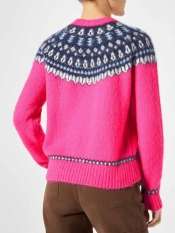 MC2 Saint Barth Woman Fluo Pink Crewneck Nordic Jacquard Sweater -MC2 Saint Barth Shop woman fucsia norwegian sweater 3
