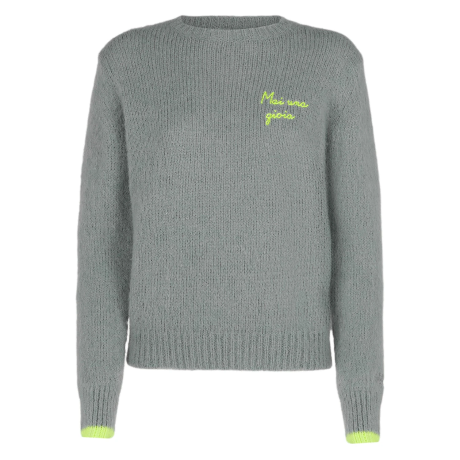 MC2 Saint Barth Woman Grey Brushed Sweater With Mai Una Gioia Embroidery 6 MC2 Saint Barth Woman Grey Brushed Sweater With Mai Una Gioia Embroidery - Image 4