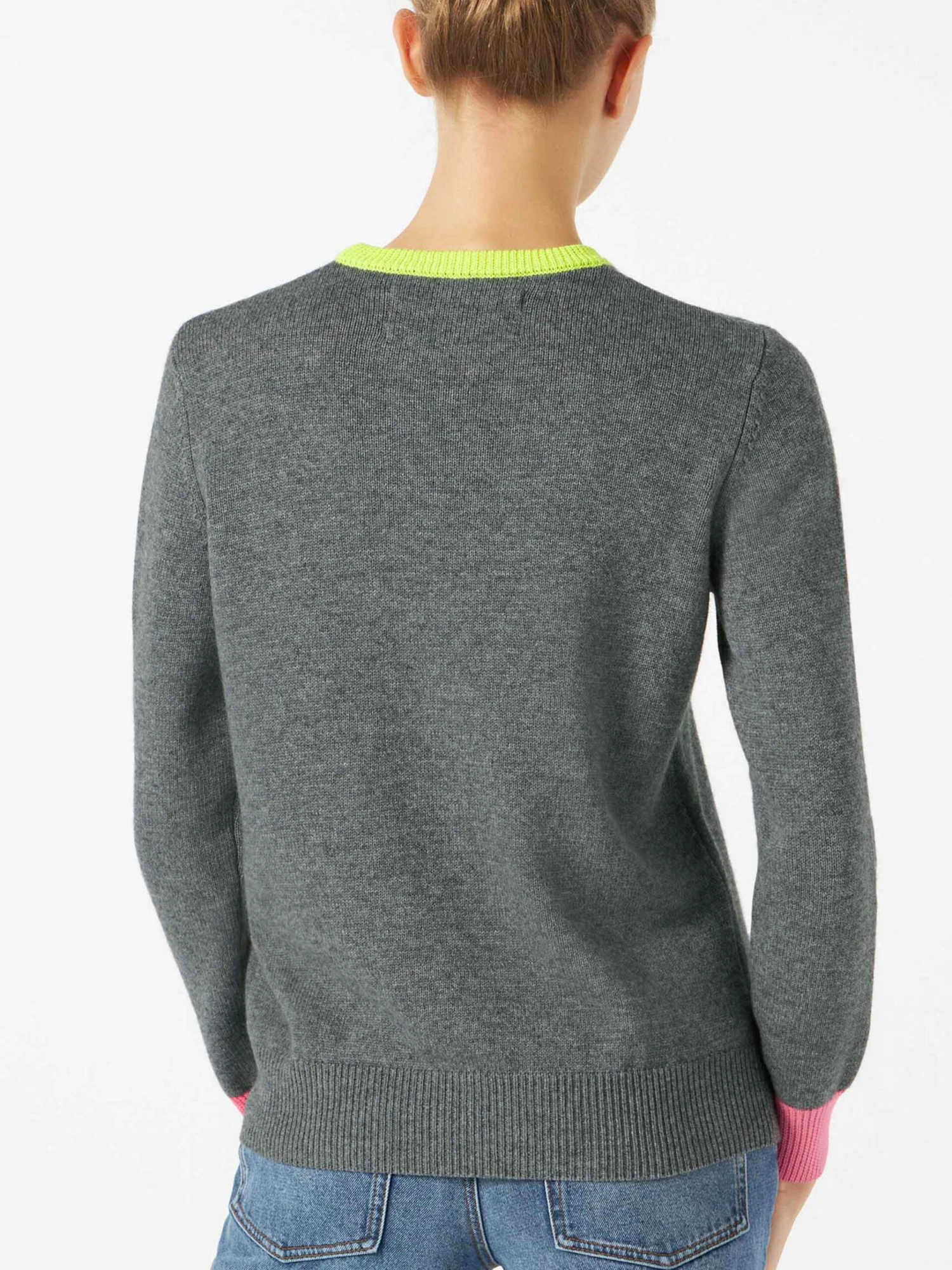 Woman Grey Sweater GIRL PWR Fluo Embroidery And Fluo Details 7 Woman Grey Sweater GIRL PWR Fluo Embroidery And Fluo Details - Image 5