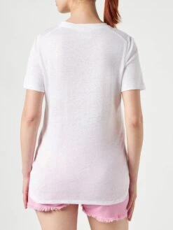 Cotton T-shirt With Love St. Barth Embroidery -MC2 Saint Barth Shop woman linen t shirt embroidery 3