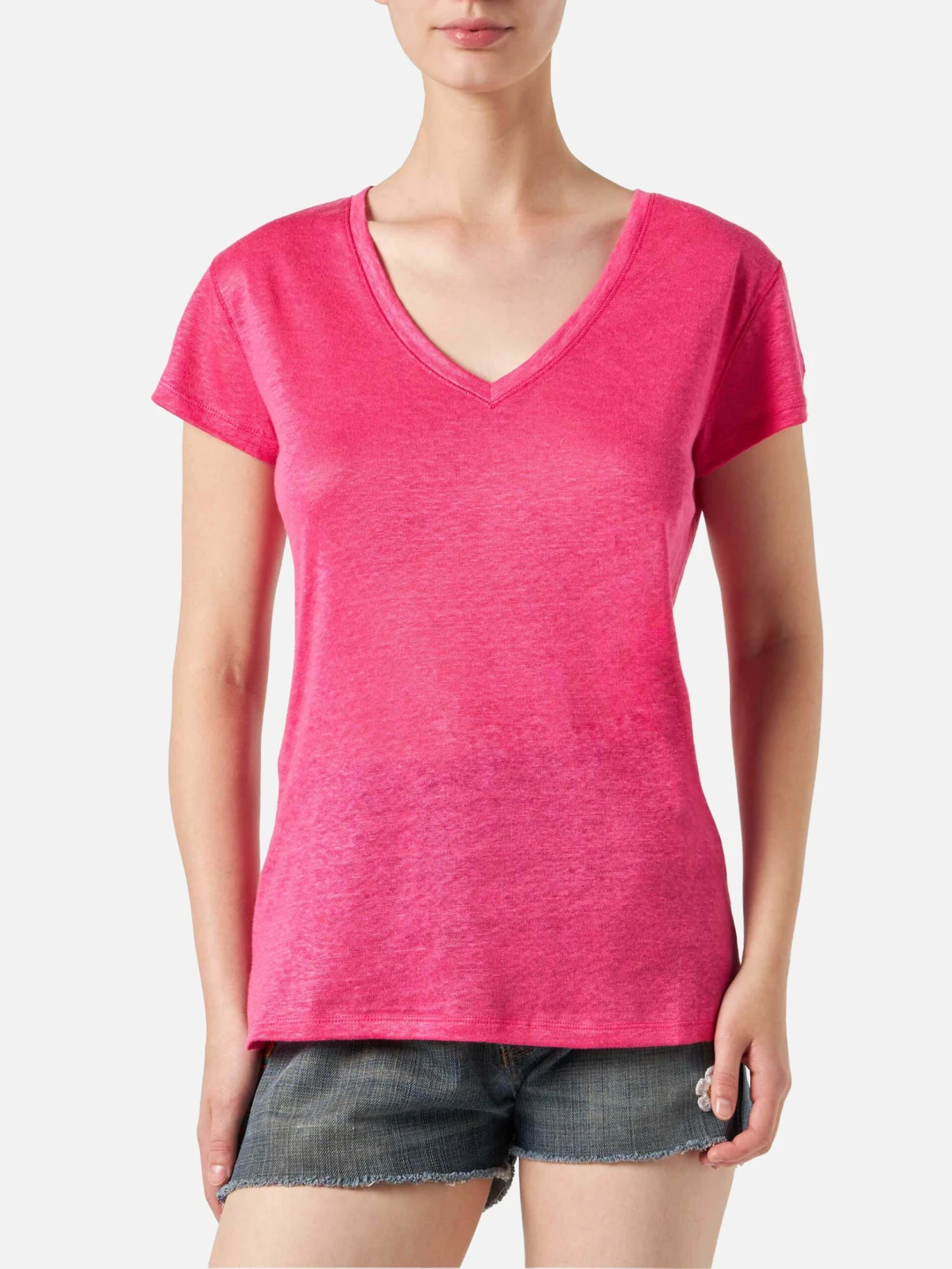 MC2 Saint Barth Woman Fuchsia Linen T-shirt 3 MC2 Saint Barth Woman Fuchsia Linen T-shirt