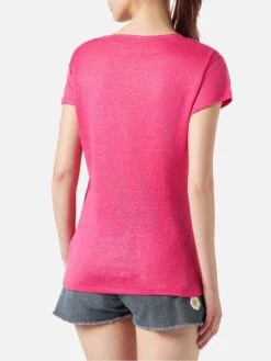 MC2 Saint Barth Woman Fuchsia Linen T-shirt 8 MC2 Saint Barth Woman Fuchsia Linen T-shirt -MC2 Saint Barth Shop woman linen t shirts fucsia 2