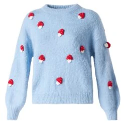 MC2 Saint Barth Woman Brushed Crewneck Sweater With Mushroom Appliqué 9 MC2 Saint Barth Woman Brushed Crewneck Sweater With Mushroom Appliqué -MC2 Saint Barth Shop woman mushrooms roundneck lightblue 1