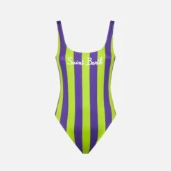 MC2 Saint Barth Woman Lime And Purple One Piece Swimsuit