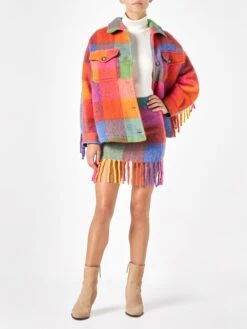 MC2 Saint Barth Woman Skirt With Fringes -MC2 Saint Barth Shop woman skirt wool check multicolor 5