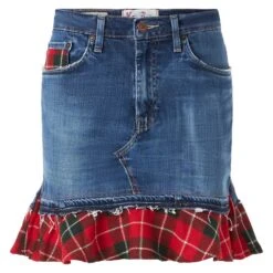 MC2 Saint Barth Woman Vintage Jeans Skirt With Tartan Details 11 MC2 Saint Barth Woman Vintage Jeans Skirt With Tartan Details -MC2 Saint Barth Shop woman skirts denim tartan