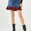 MC2 Saint Barth Woman Vintage Jeans Skirt With Tartan Details -MC2 Saint Barth Shop woman skirts denim tartan 2