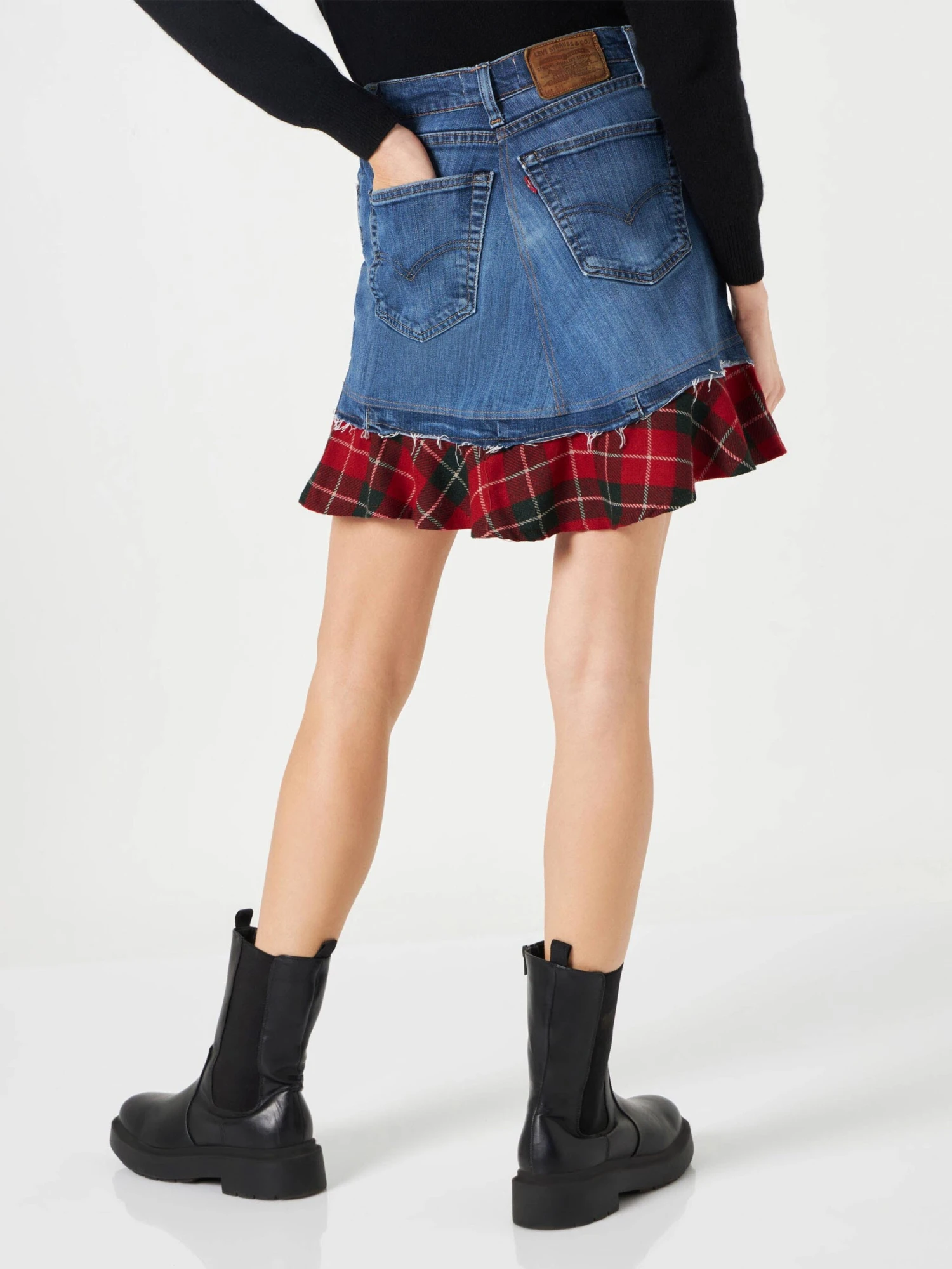 MC2 Saint Barth Woman Vintage Jeans Skirt With Tartan Details 5 MC2 Saint Barth Woman Vintage Jeans Skirt With Tartan Details - Image 3